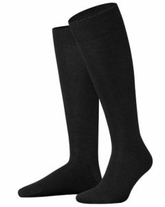 Hudson zwarte wollen kniekousen met comfortboord en naadloze teennaad